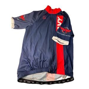 Eliel Bicycle Jersey navy Men’s large Blue And Red 3 Pockets, Back Pocket W/zip
